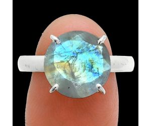 Faceted Rainbow Moonstone Ring size-10 SDR244999 R-1019, 12x12 mm