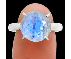 Faceted Rainbow Moonstone Ring size-10 SDR245000 R-1019, 12x12 mm