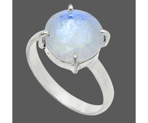 Faceted Rainbow Moonstone Ring size-10 SDR245000 R-1019, 12x12 mm