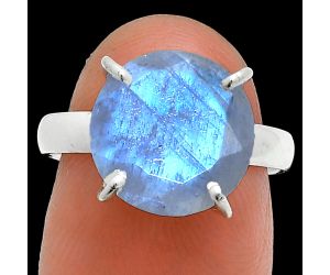 Faceted Rainbow Moonstone Ring size-7 SDR245003 R-1019, 12x12 mm