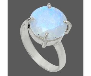 Faceted Rainbow Moonstone Ring size-7 SDR245003 R-1019, 12x12 mm