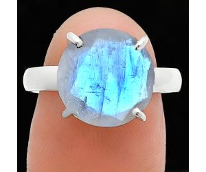 Faceted Rainbow Moonstone Ring size-8 SDR245005 R-1019, 12x12 mm