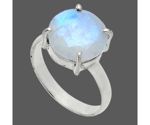 Faceted Rainbow Moonstone Ring size-8 SDR245005 R-1019, 12x12 mm