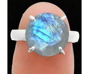 Faceted Rainbow Moonstone Ring size-7 SDR245008 R-1019, 12x12 mm