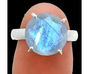 Faceted Rainbow Moonstone Ring size-7 SDR245010 R-1019, 12x12 mm