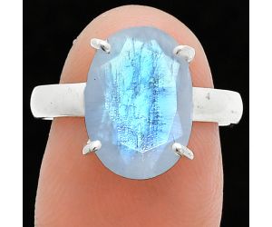 Faceted Rainbow Moonstone Ring size-8 SDR245012 R-1019, 10x14 mm