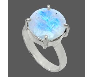 Faceted Rainbow Moonstone Ring size-7 SDR245014 R-1019, 12x12 mm