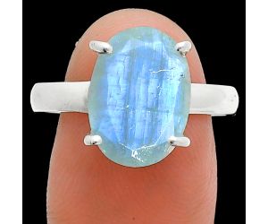 Faceted Rainbow Moonstone Ring size-10 SDR245015 R-1019, 10x14 mm