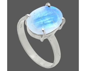 Faceted Rainbow Moonstone Ring size-10 SDR245015 R-1019, 10x14 mm