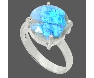 Faceted Rainbow Moonstone Ring size-8 SDR245016 R-1019, 12x12 mm