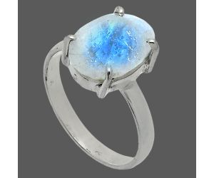 Faceted Rainbow Moonstone Ring size-10 SDR245017 R-1019, 10x14 mm