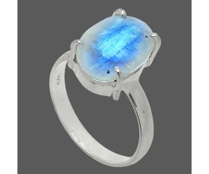 Faceted Rainbow Moonstone Ring size-9 SDR245018 R-1019, 10x14 mm