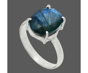 Faceted Blue Labradorite Ring size-8.5 SDR245020 R-1019, 10x14 mm