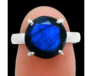 Faceted Blue Labradorite Ring size-8 SDR245022 R-1019, 12x12 mm