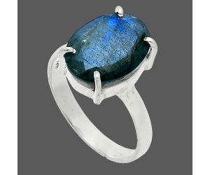 Faceted Blue Labradorite Ring size-8 SDR245024 R-1019, 10x14 mm