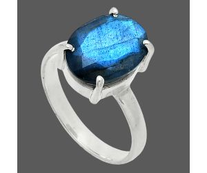 Faceted Blue Labradorite Ring size-9 SDR245025 R-1019, 10x14 mm