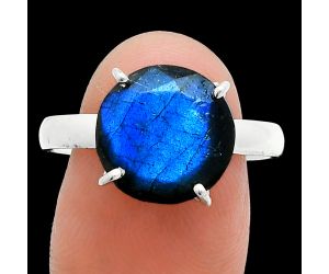 Faceted Blue Labradorite Ring size-10 SDR245026 R-1019, 12x12 mm