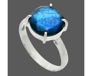 Faceted Blue Labradorite Ring size-10 SDR245026 R-1019, 12x12 mm