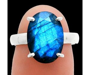 Faceted Blue Labradorite Ring size-7 SDR245027 R-1019, 10x14 mm