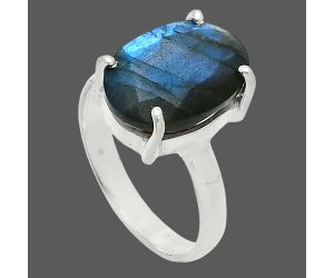 Faceted Blue Labradorite Ring size-7 SDR245027 R-1019, 10x14 mm