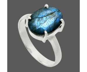 Faceted Blue Labradorite Ring size-10 SDR245028 R-1019, 10x14 mm