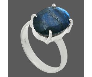 Faceted Blue Labradorite Ring size-7 SDR245030 R-1019, 10x14 mm