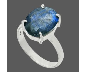 Faceted Blue Labradorite Ring size-8 SDR245033 R-1019, 10x14 mm