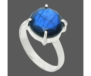 Faceted Blue Labradorite Ring size-8 SDR245034 R-1019, 12x12 mm