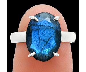 Faceted Blue Labradorite Ring size-7 SDR245036 R-1019, 10x14 mm