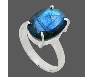 Faceted Blue Labradorite Ring size-7 SDR245036 R-1019, 10x14 mm