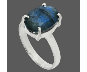 Faceted Blue Labradorite Ring size-9 SDR245037 R-1019, 10x14 mm