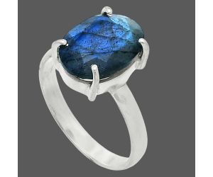 Faceted Blue Labradorite Ring size-9.5 SDR245039 R-1019, 10x14 mm