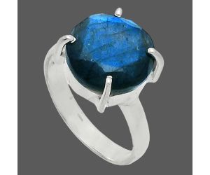 Faceted Blue Labradorite Ring size-7 SDR245040 R-1019, 12x12 mm