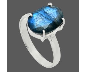 Faceted Blue Labradorite Ring size-10 SDR245041 R-1019, 10x14 mm