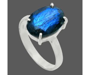 Faceted Blue Labradorite Ring size-9 SDR245042 R-1019, 10x14 mm