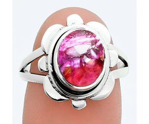 Kingman Pink Dahlia Turquoise Ring size-7.5 SDR245044 R-1342, 8x10 mm