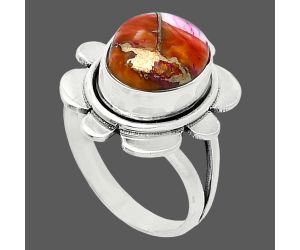 Kingman Orange Dahlia Turquoise Ring size-6.5 SDR245045 R-1342, 9x11 mm