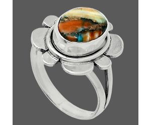 Spiny Oyster Turquoise Ring size-6.5 SDR245051 R-1342, 8x10 mm