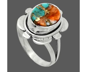 Spiny Oyster Turquoise Ring size-7.5 SDR245067 R-1342, 9x11 mm