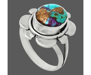 Kingman Purple Dahlia Turquoise Ring size-6.5 SDR245071 R-1342, 9x11 mm