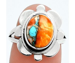 Spiny Oyster Turquoise Ring size-7.5 SDR245079 R-1342, 9x11 mm