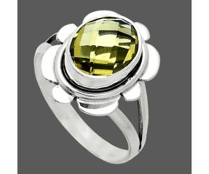 Lemon Quartz Checker Briolette Ring size-8 SDR245082 R-1342, 8x10 mm