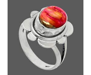 Kingman Orange Dahlia Turquoise Ring size-5.5 SDR245095 R-1342, 8x10 mm