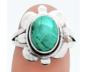 Natural Rare Turquoise Nevada Aztec Mt Ring size-7 SDR245100 R-1342, 8x11 mm