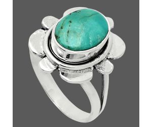 Natural Rare Turquoise Nevada Aztec Mt Ring size-7 SDR245100 R-1342, 8x11 mm