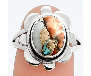 Spiny Oyster Turquoise Ring size-8 SDR245106 R-1342, 9x11 mm