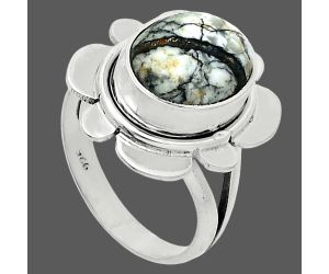 Authentic White Buffalo Turquoise Nevada Ring size-6 SDR245110 R-1342, 9x11 mm