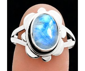 Rainbow Moonstone Ring size-8 SDR245116 R-1342, 8x11 mm