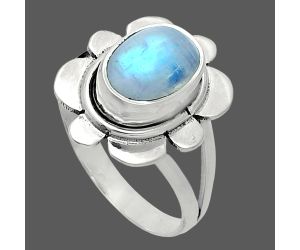 Rainbow Moonstone Ring size-8 SDR245117 R-1342, 7x10 mm