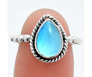 Blue Chalcedony Ring size-7 SDR245130 R-1252, 7x10 mm